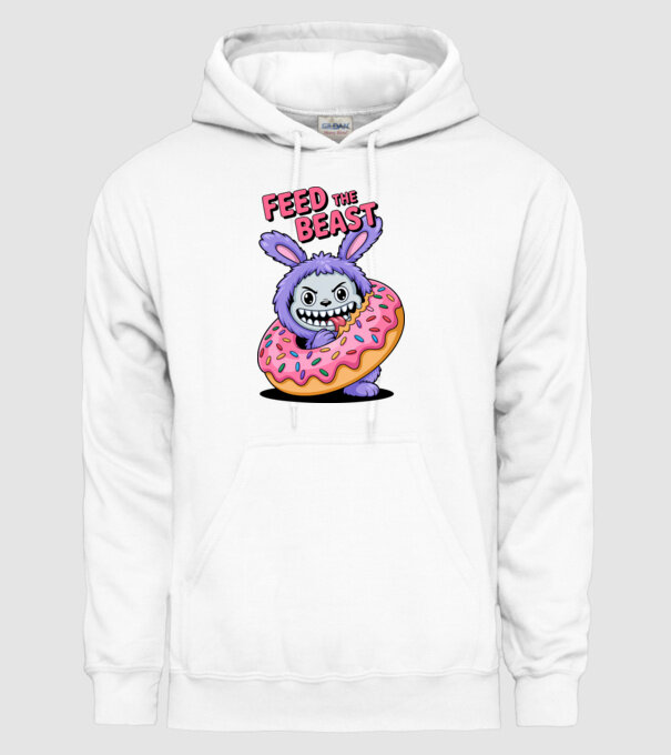 Feed the beast model alb pe tricou