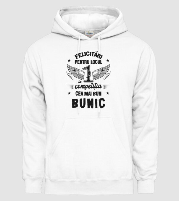 Felicitări pentru locul 1 în competiția Cel mai bun bunic! model alb pe tricou