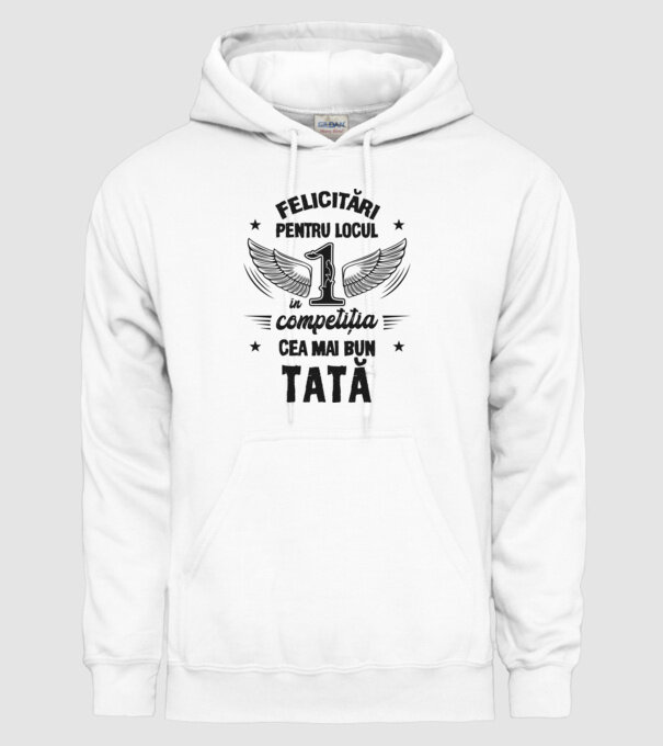 Felicitări pentru locul 1 în competiția Cel mai bun tată! model alb pe tricou
