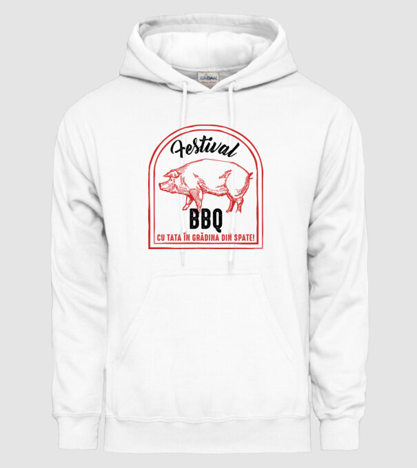 Festival BBQ - cu tata în grădina din spate! model alb pe tricou