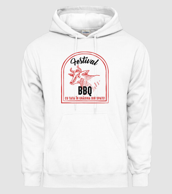 Festival BBQ - cu tata în grădina din spate! model alb pe tricou