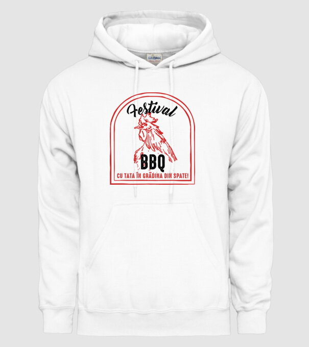 Festival BBQ - cu tata în grădina din spate! model alb pe tricou
