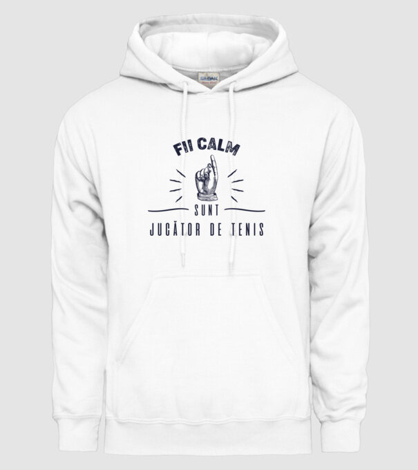 Fii calm, sunt JUCĂTOR DE TENIS model alb pe tricou
