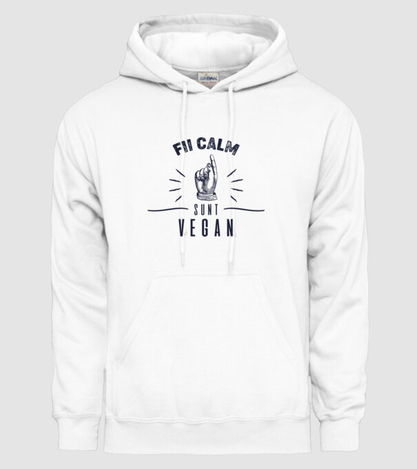 fii calm, sunt VEGAN model alb pe tricou