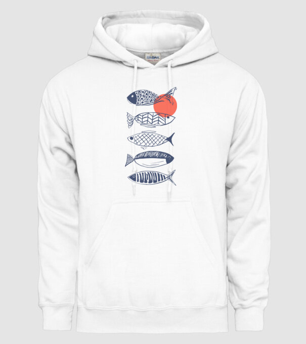 Fish model alb pe tricou