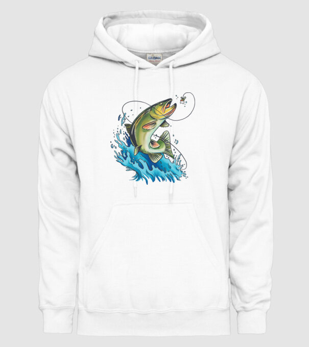 Fish model alb pe tricou