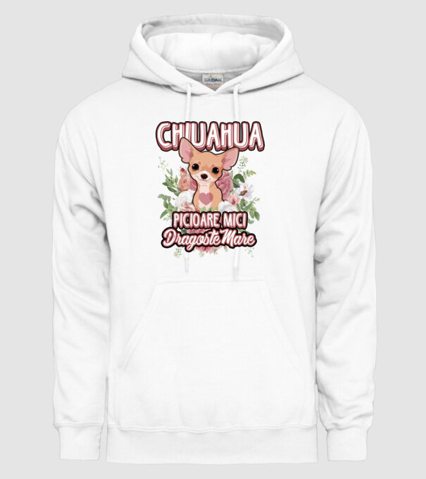 chihuahua : picioare mici dragoste mare model alb pe tricou