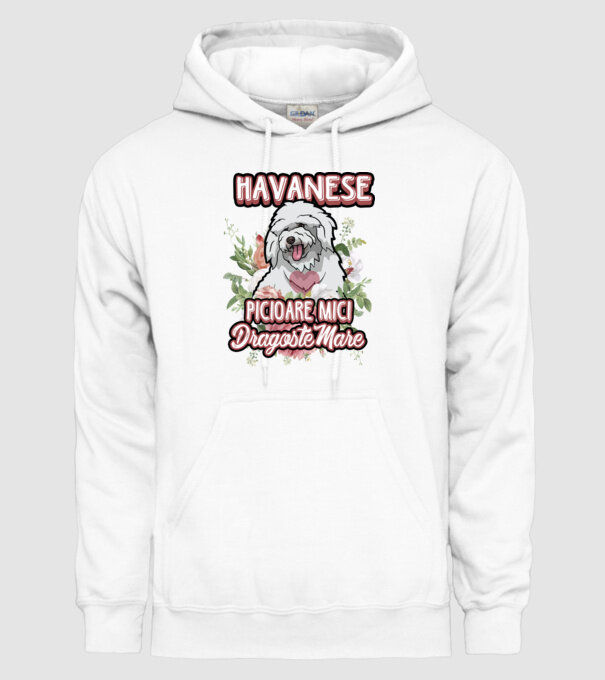 havanese : picioare mici dragoste mare model alb pe tricou