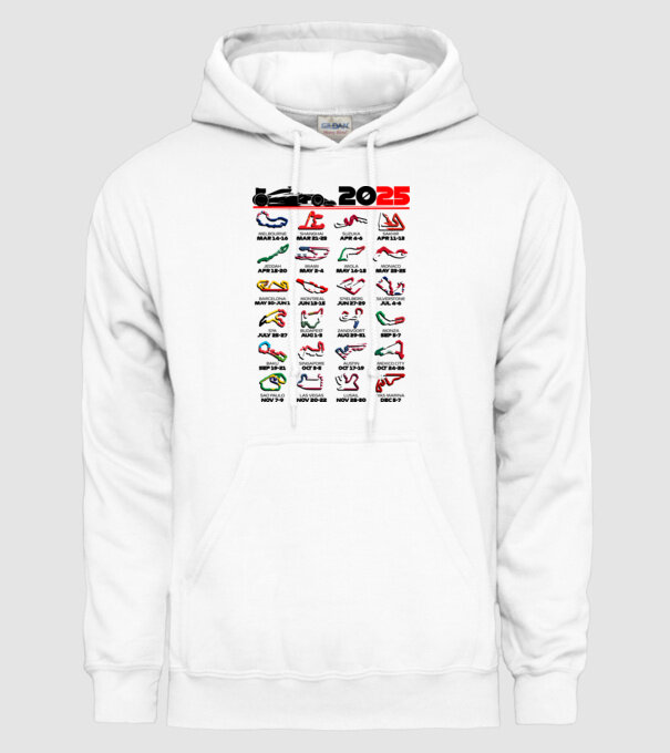 F1 calendar 2025 Alb model alb pe tricou