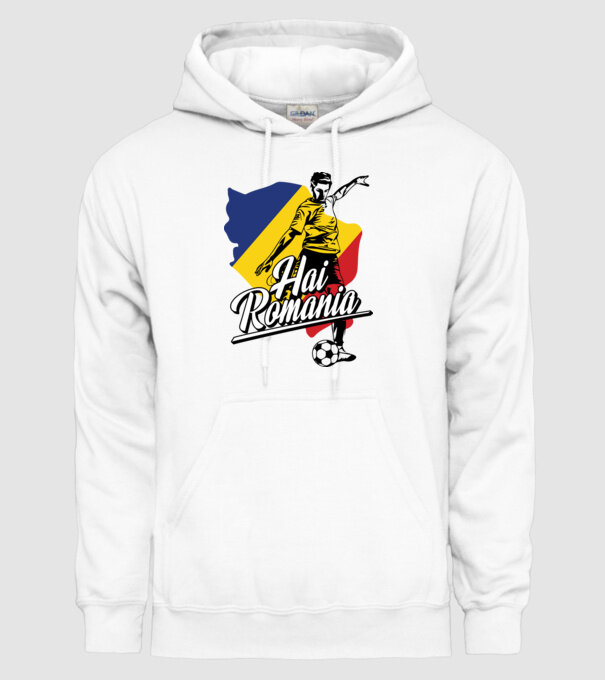 Hai romania fotbal model alb pe tricou