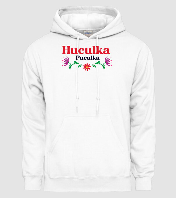 Huculka Puculka model alb pe tricou
