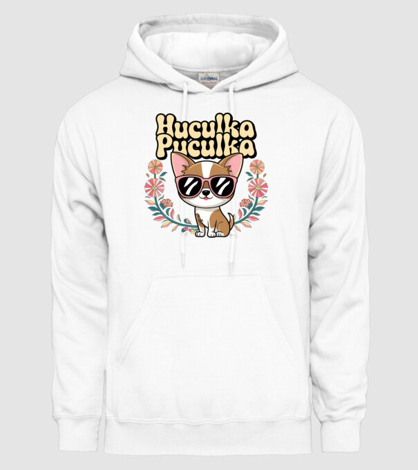 Huculka Puculka câine 1 model alb pe tricou
