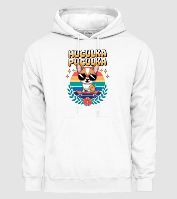 Huculka Puculka Câine 2 model alb pe tricou