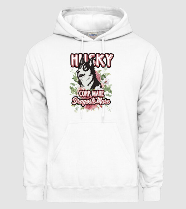 husky - corp mare, dragoste mare model alb pe tricou