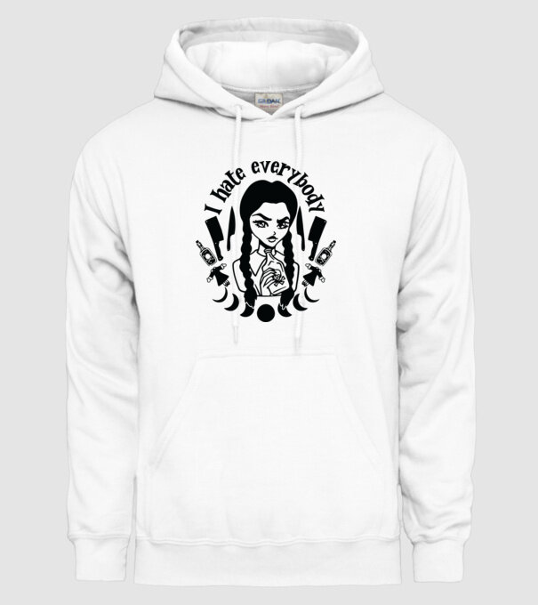 I hate everybody cartoon model alb pe tricou