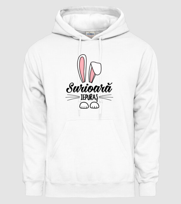Iepuraș surioară model alb pe tricou