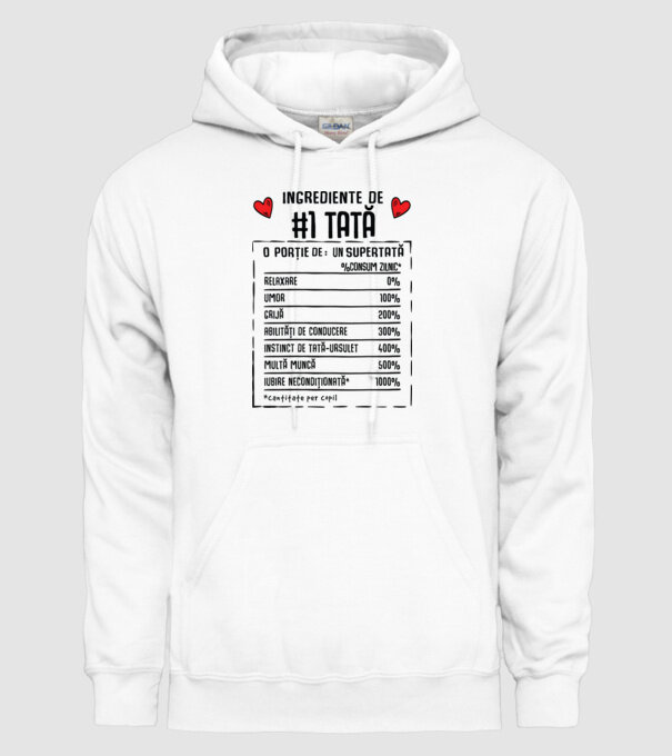 Ingrediente Tată model alb pe tricou