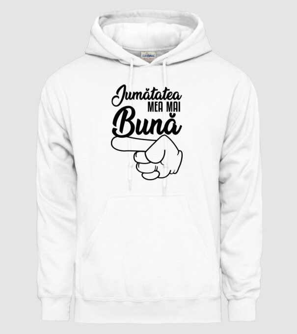 jumătatea mea mai bună model alb pe tricou