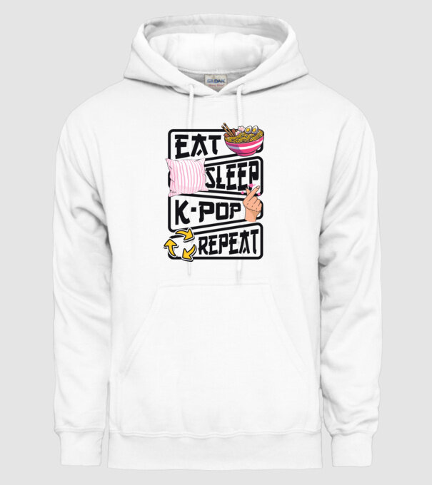 K-POP EAT SLEEP model alb pe tricou