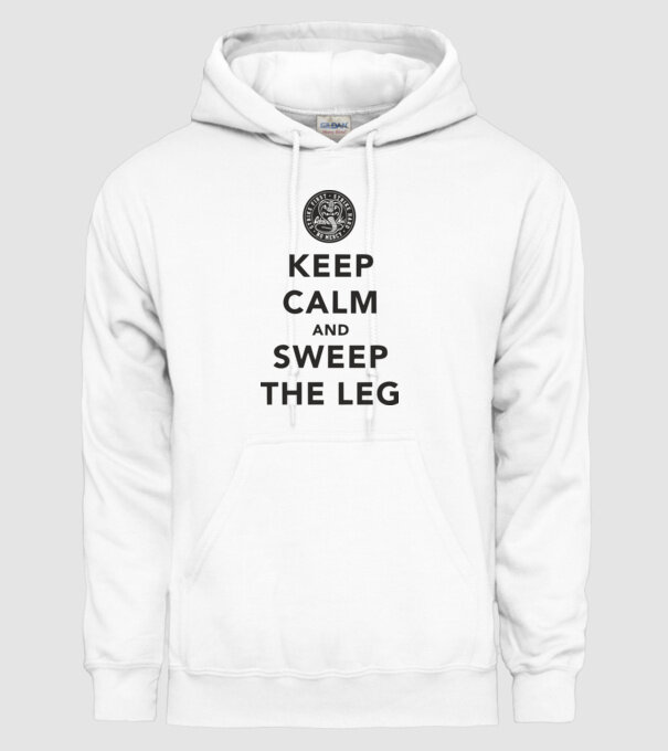 Keep calm and weep the leg cobra kai model alb pe tricou