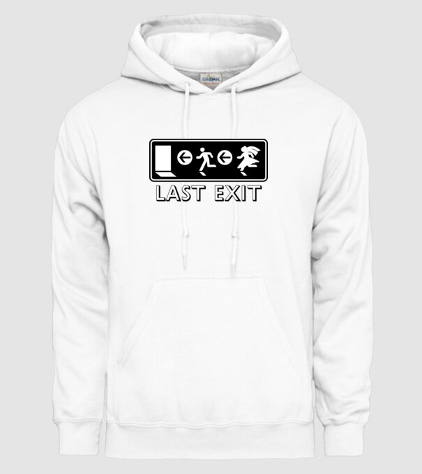Last Exit model alb pe tricou