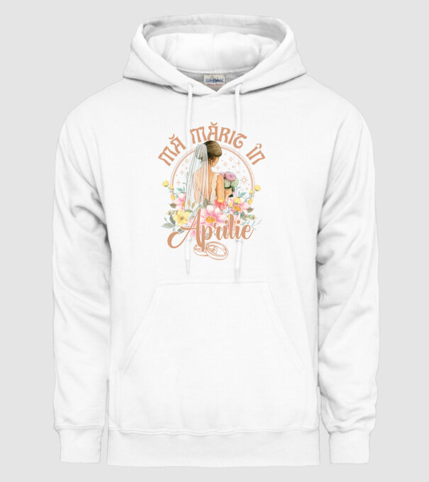 mă mărit - în aprilie model alb pe tricou