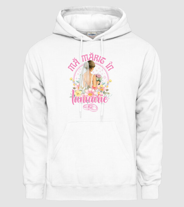 mă mărit - în ianuarie model alb pe tricou