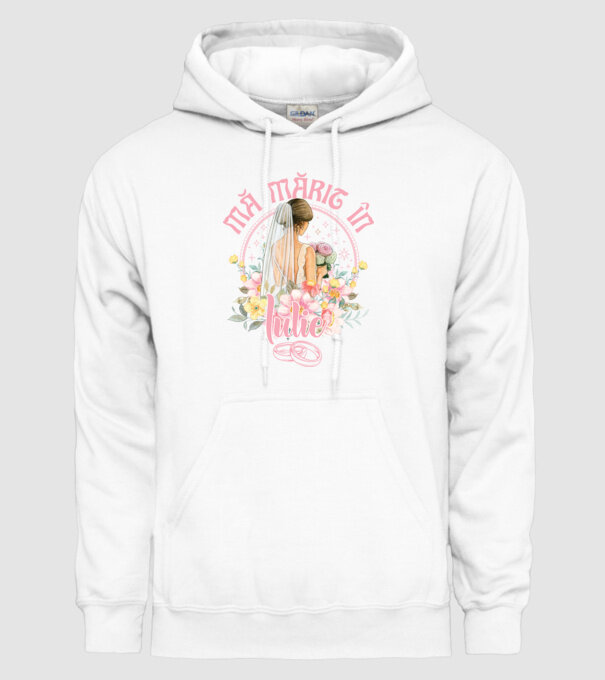 mă mărit - în iulie model alb pe tricou