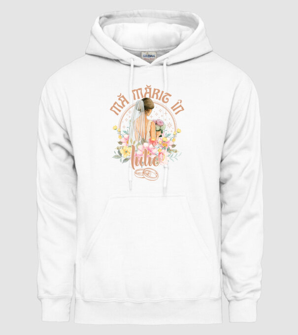 mă mărit - în iulie model alb pe tricou