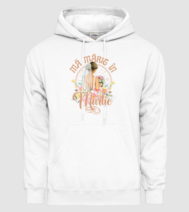 mă mărit - în martie model alb pe tricou