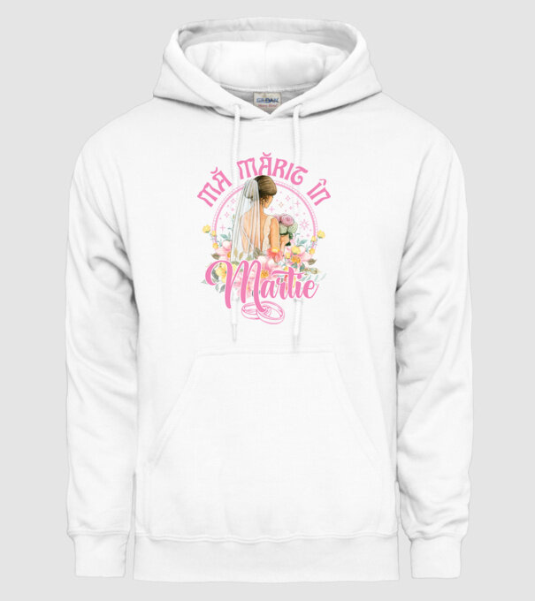 mă mărit - în martie model alb pe tricou