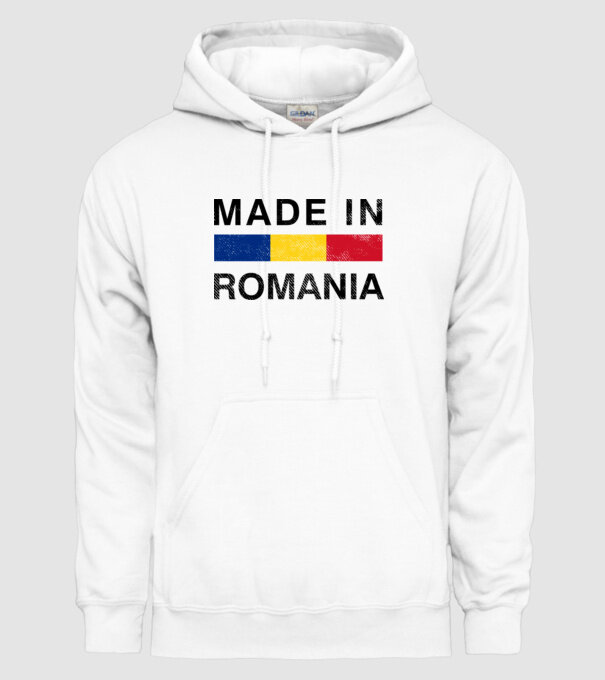 made in romania model alb pe tricou