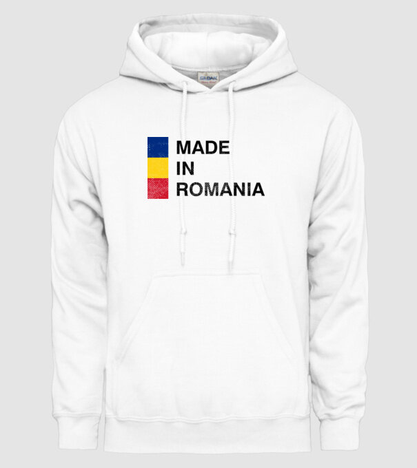made in romania model alb pe tricou