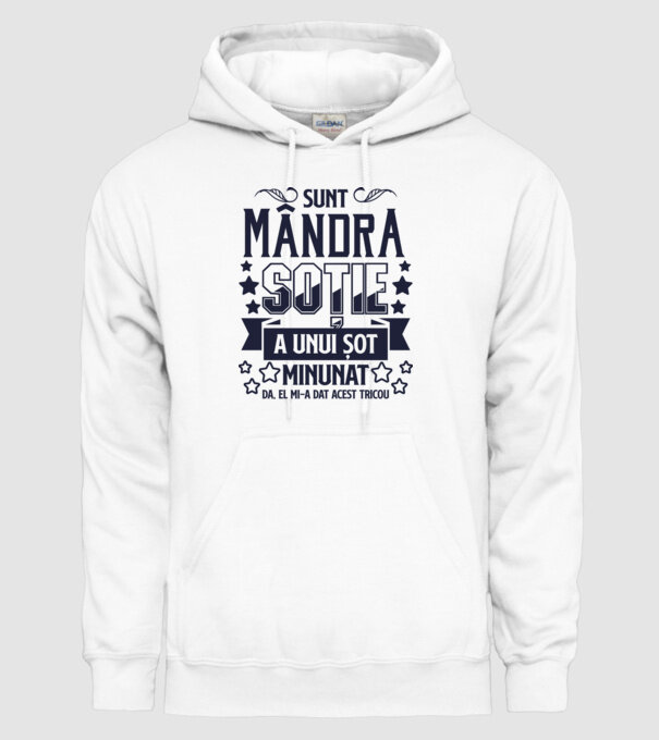 Sunt mândra soție a unui soț minunat model alb pe tricou