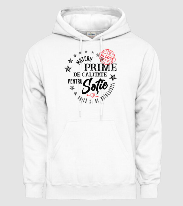 Materii prime de calitate pentru soție model alb pe tricou