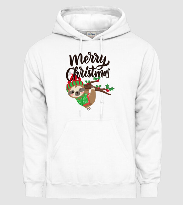 Merry christmas sloth model alb pe tricou