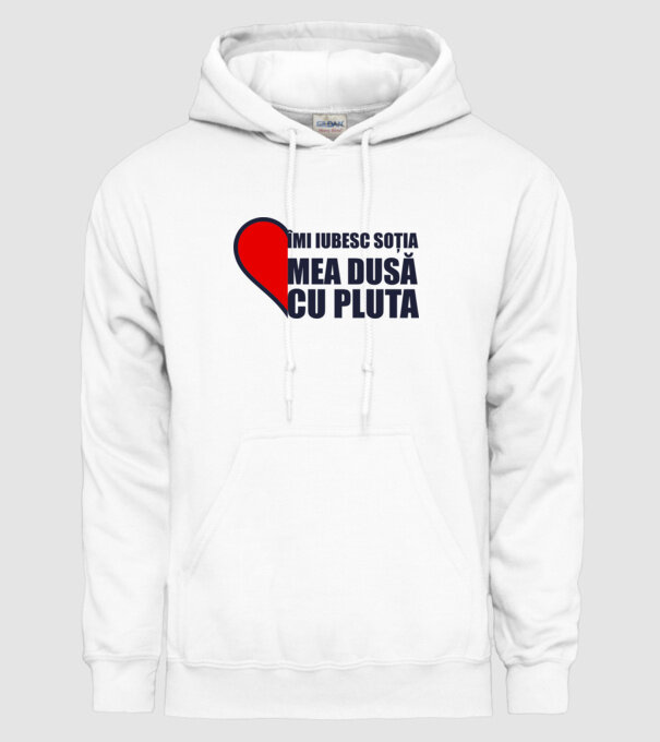îmi iubesc soția mea dusă cu pluta model alb pe tricou