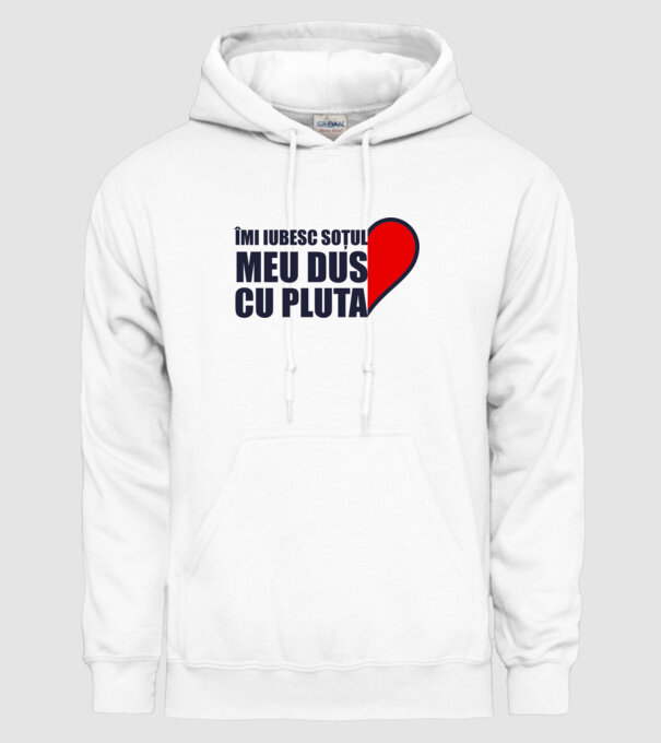 Îmi iubesc soțul meu dus cu pluta model alb pe tricou