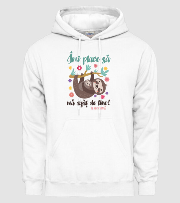 Îmi place că te agăți de mine! model alb pe tricou