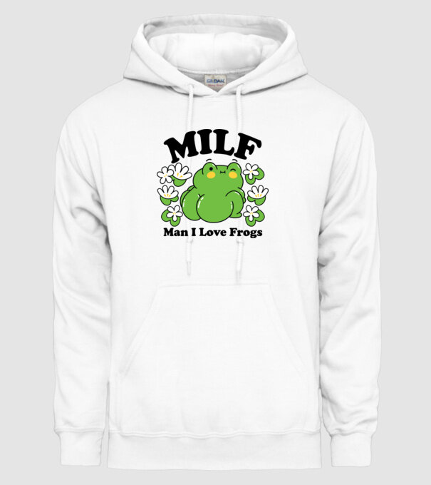 MILF man i love frogs model alb pe tricou