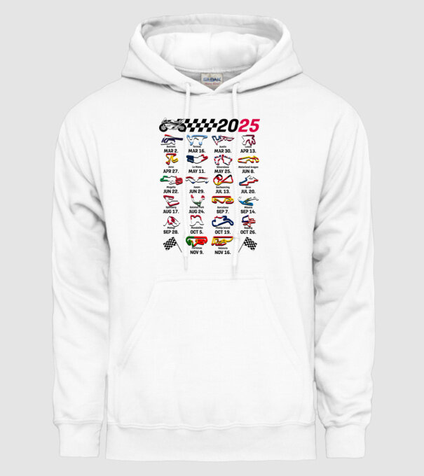 MOTOGP 25 CALENDAR alb model alb pe tricou