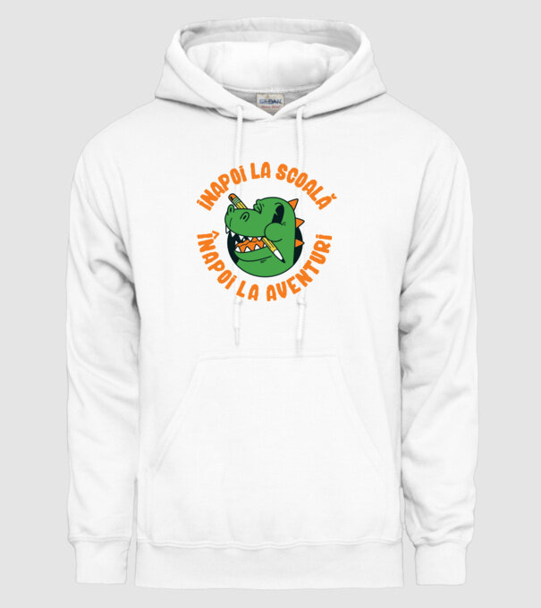 Înapoi la școală, înapoi la aventuri model alb pe tricou