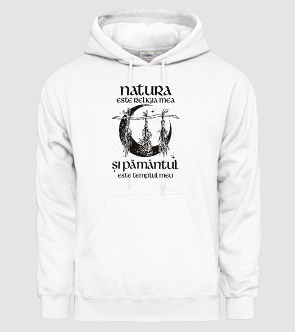 Natura este religia mea model alb pe tricou