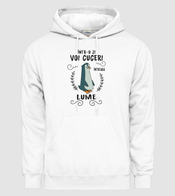 Într-o zi voi cuceri întreaga lume model alb pe tricou