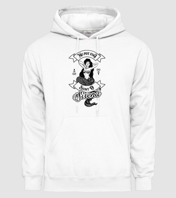 Nu pot fugi, sunt o sirenă model alb pe tricou