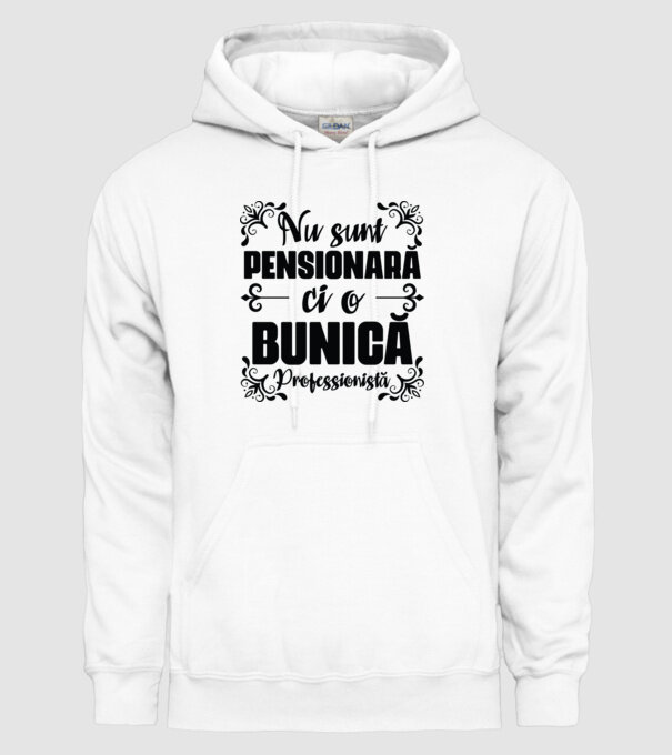 Nu sunt_ pensionară, ci o bunică profesionistă model alb pe tricou