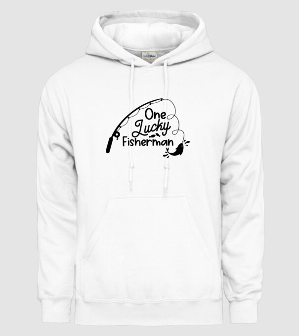 One lucky Fisherman model alb pe tricou