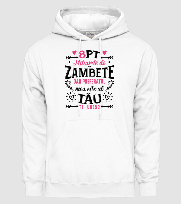 Opt miliarde de zâmbete model alb pe tricou