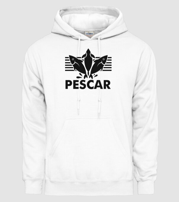 Pescar original model alb pe tricou