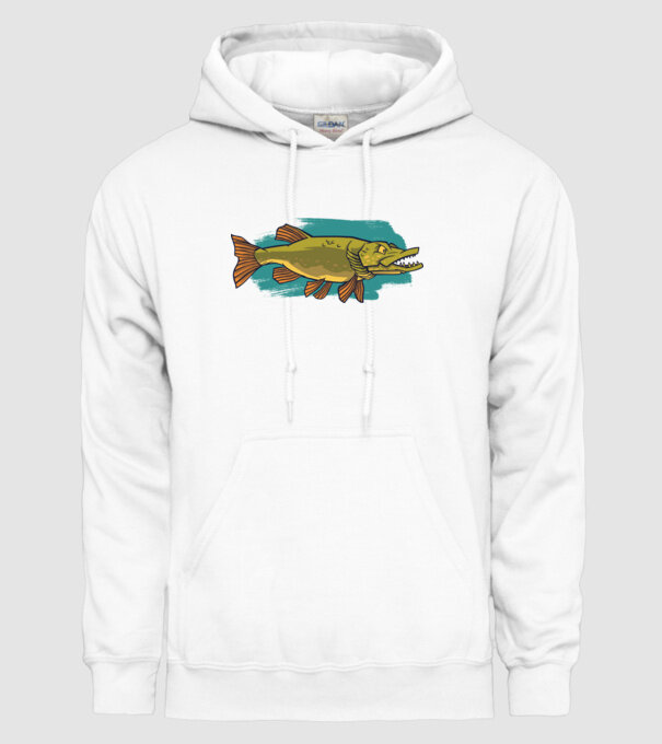 Pike model alb pe tricou